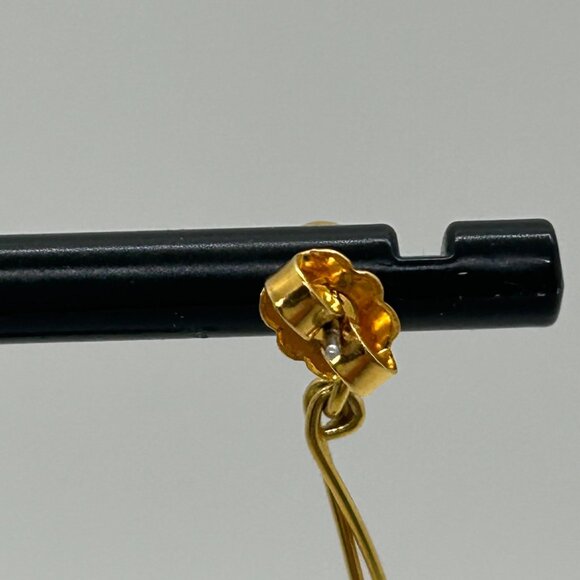 Faux Freshwater Pearl Gold-Tone Dangle Earrings Minimalist Design Lightweight - Picture 9 of 16